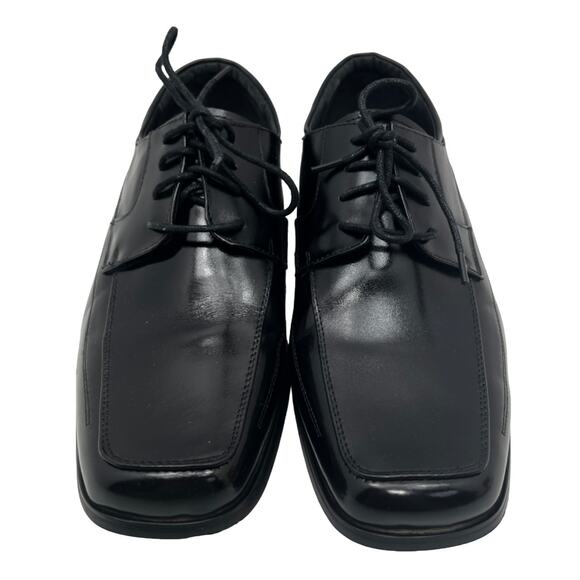 Giorgio Venturi Black Leather Upper Square Toe Derby Mens 8.5 Dress Shoes - Picture 1 of 8